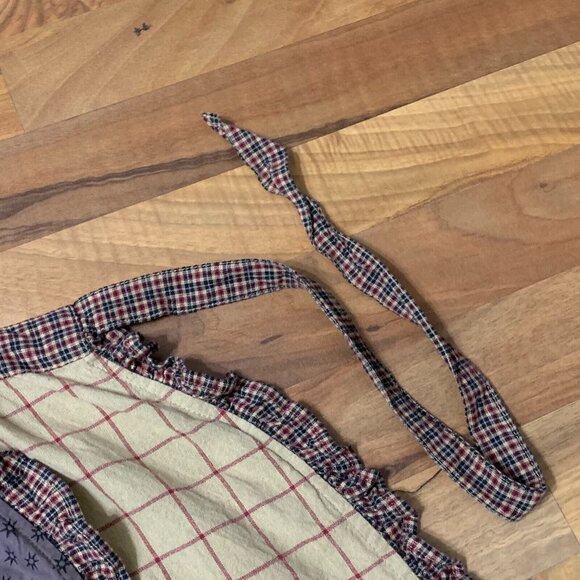 Nancy's Nook Tie Apron Farm House Star Brown Blue Plaid Kitchen India 4th July - Picture 7 of 11